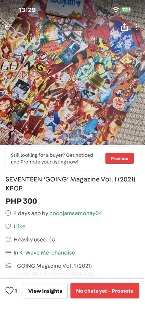 [BUNDLE] Unsealed GOING Magazine, 17th Heaven Dino Ver (Category: K-Wave Merchandise) located in Naic. Submitted by cocojamsamonay04 (Listing ID 1470786943, Image 1). Description: wts lfb seventeen GOING Magazine Vol. 1, SEVENTEENTH HEAVEN Dino Ver. (see my original listings for complete details) ‼️sold as a set only‼️ - ₱450 + shipping fee 💎GOING Magazine Vol. 1 (2021) - Used only once—for unboxing - the ‘P.S page’ is still attached - Has obvio