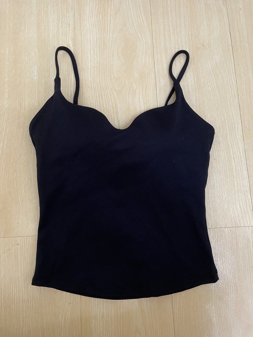 SHAPE Active Tone Curve SMALL Black (Category: Activewear) located in Manila. Submitted by yourownbrand (Listing ID 1470814697, Image 3). Description: Used 2x only Too small for me Like new SHAPE black camisole top in size S. Made from 80% polyester and 20% spandex material. Adjustable thin straps with metal hardware. V-neck cut at the front. Built-in support band underneath the bust. Plain black color, clean minimalist design..