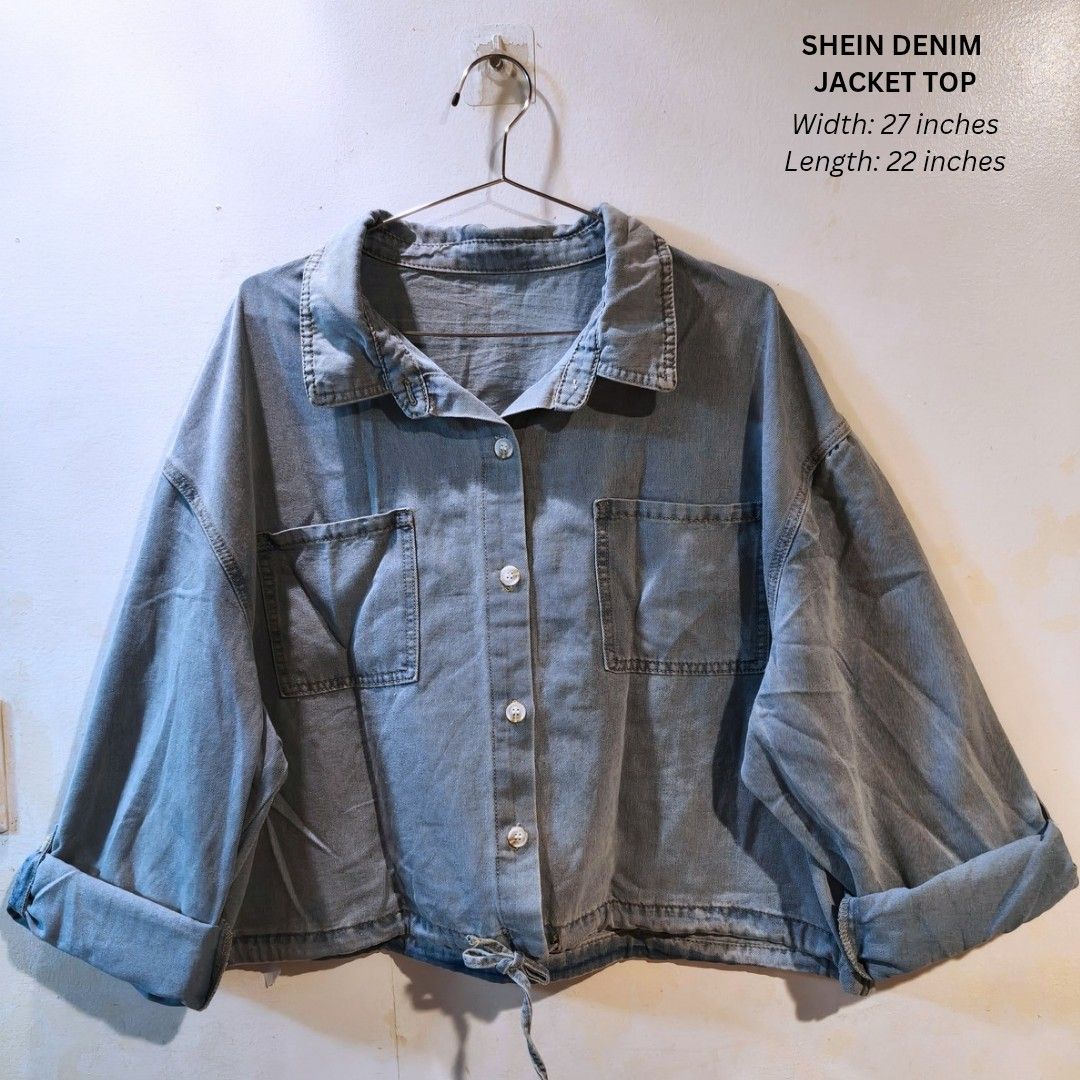 SHEIN DENIM JACKET TOP (Category: Coats, Jackets and Outerwear) located in Quezon City. Submitted by trendyretro (Listing ID 1470863307, Image 1). Description: Brand new with Shein pouch 3xl on tag Premium denim fabric can be used as a jacket or top.