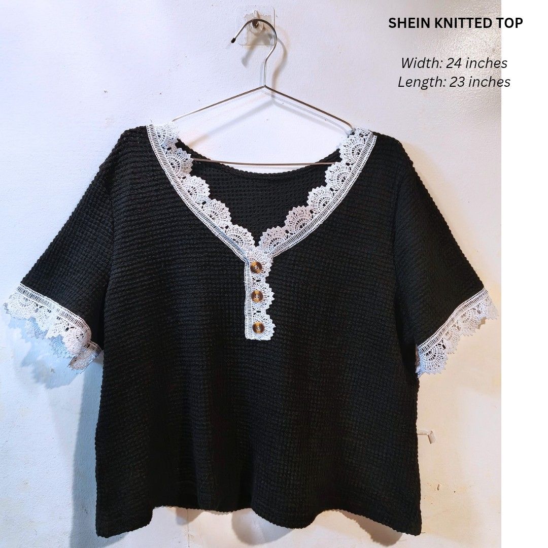 Shein knitted top (Category: Shirts) located in Quezon City. Submitted by trendyretro (Listing ID 1470928800, Image 1). Description: Brand new with Shein pouch 1xl on tag premium soft knitted fabric.