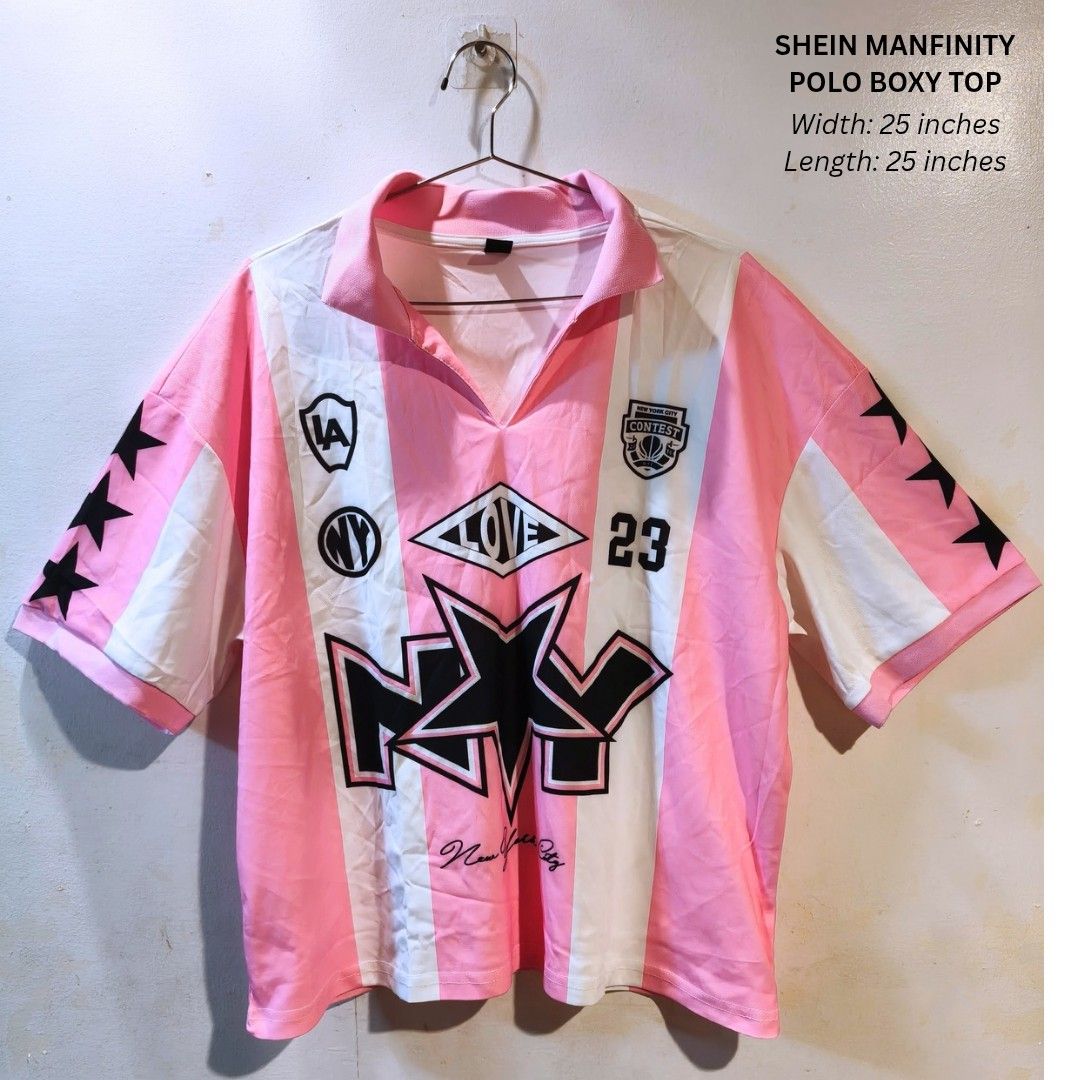 SHEIN MANFINITY POLO BOXY SHIRT TOP (Category: Tshirts & Polo Shirts ) located in Quezon City. Submitted by trendyretro (Listing ID 1470865703, Image 1). Description: Brand new with pouch large on tag boxy type.