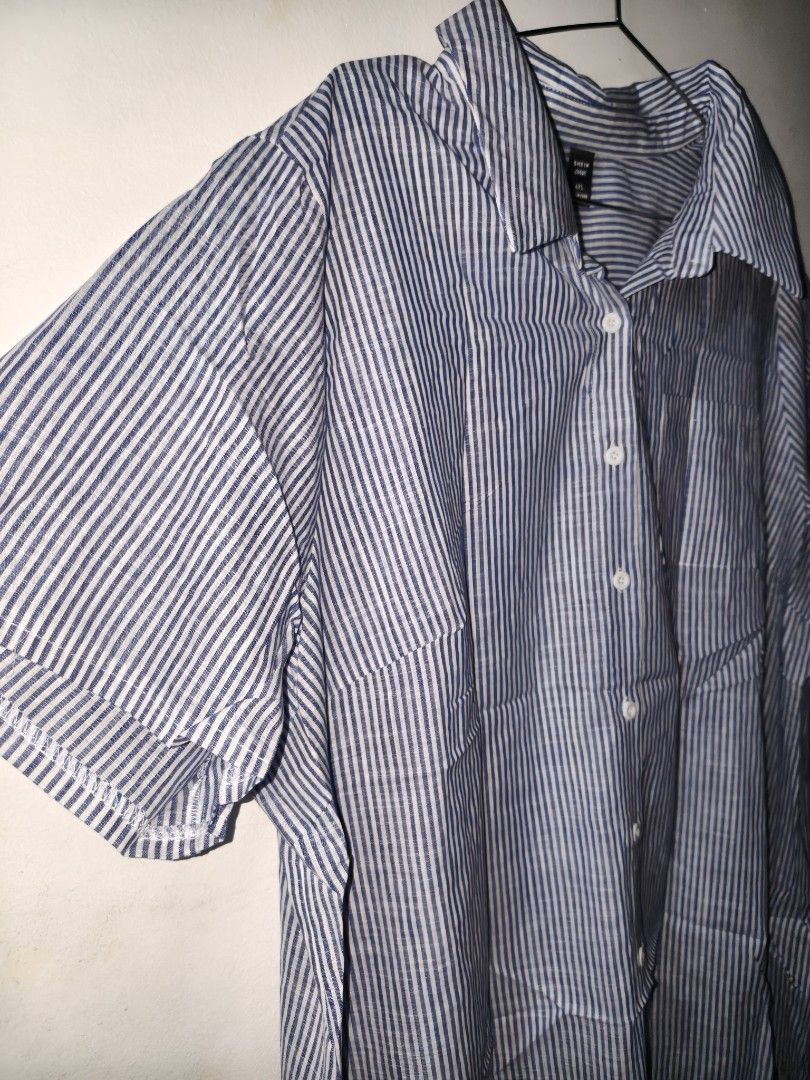 Shein Polo Blue Stripes (Category: Others Tops) located in Quezon City. Submitted by trendyretro (Listing ID 1470857017, Image 2). Description: Brand new with Shein pouch 4xl on tag Blue stripes Premium gingham fabric.