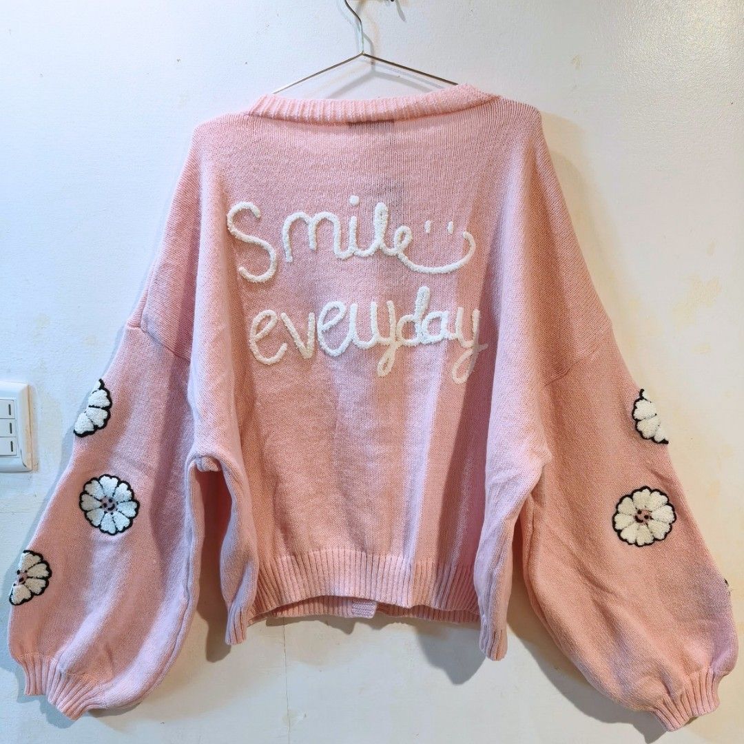 SHEIN ROMWE KNITTED CARDIGAN (Category: Coats, Jackets and Outerwear) located in Quezon City. Submitted by trendyretro (Listing ID 1470819707, Image 2). Description: Brand new with tag and Shein pouch 4x on tag Soft knitted fabric embroidered design.
