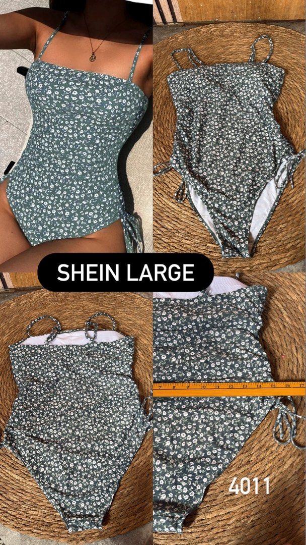 Shien large floral (Category: Bikinis & Swimsuits) located in Malabon City. Submitted by lheithriftshop (Listing ID 1470798383, Image 2). Description: SHEIN Ditsy Floral Print Drawstring One-Piece Swimsuit (also sold under similar names like the SHEIN Vcay Summer Beach Ditsy Floral Print Drawstring One-Piece Swimsuit.