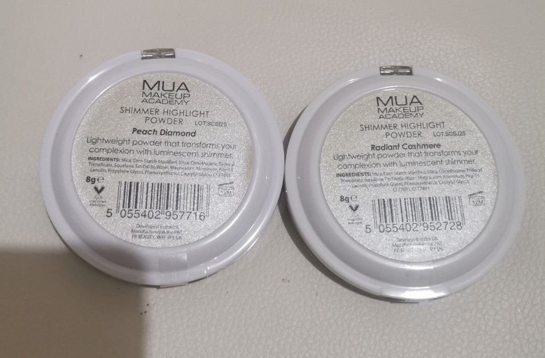 Shimmer highlight powder (Category: Makeup) located in Quezon City. Submitted by declutter68112 (Listing ID 1470800719, Image 2). Description: Shimmer highlight powder 200 pesos each Peach Diamond and Radiant Cashmere.