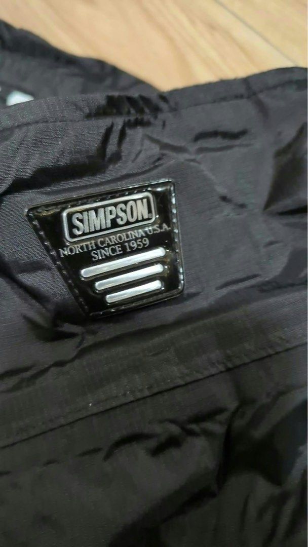 Simpson Black and Red Racing Suit Track Set (Category: Activewear) located in Guagua. Submitted by hampii (Listing ID 1470775350, Image 2). Description: - Simpson black and red racing suit set (Jacket and matching pants included) - Bold Simpson logos printed down the sleeves and legs - North Carolina USA branding on the chest and back - Durable windbreaker-style material, ideal for track days or streetwear - Full zip front jacket with high collar