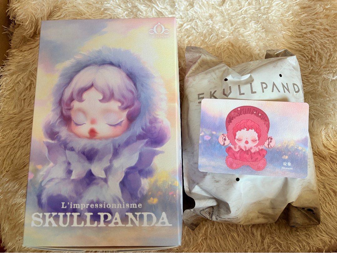 Skullpanda L'impressionnisme and Winter Symphony Blind Box Figures (Category: Designer & Blind Box Toys) located in Taguig. Submitted by quin.zeey (Listing ID 1470763252, Image 1). Description: - Authentic Pop Mart Skullpanda figures - Series included: L'impressionnisme and Winter Symphony - Characters: Blossom (Impressionnisme), Teakwood (Impressionnisme), and Winter Symphony green-haired plush - Complete with original boxes, sealed foil bags, a