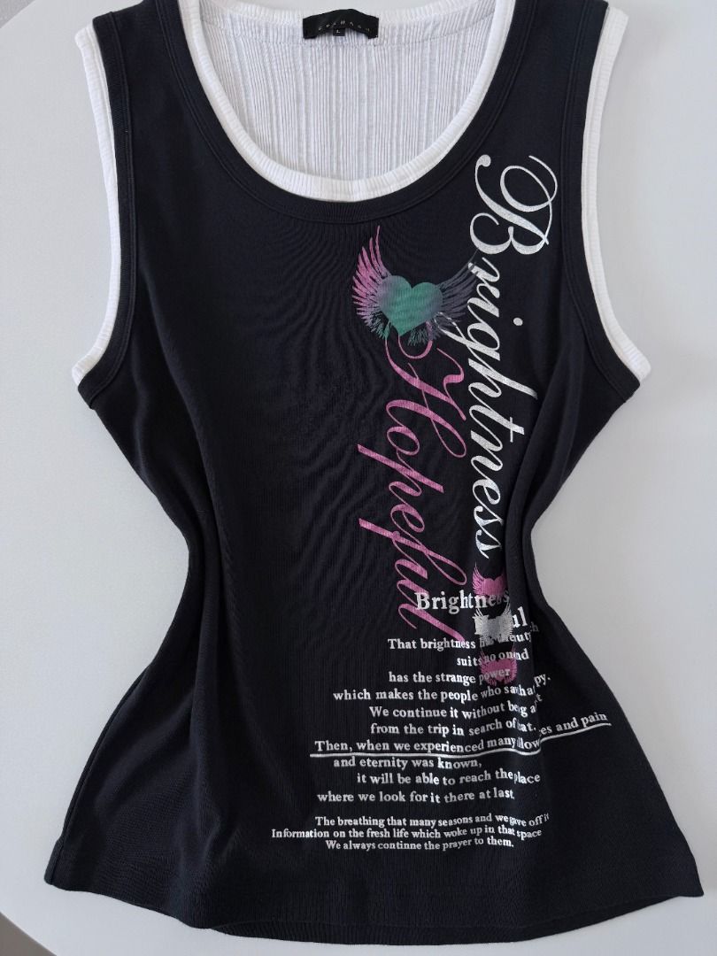 Spinash y2k tank top (Category: Sleeveless) located in Cabanatuan. Submitted by argarments.ph (Listing ID 1470845287, Image 3). Description: Tagged: Large on tag Width 16.5" | Length 25" Condition: Great condition Issue(s): -.