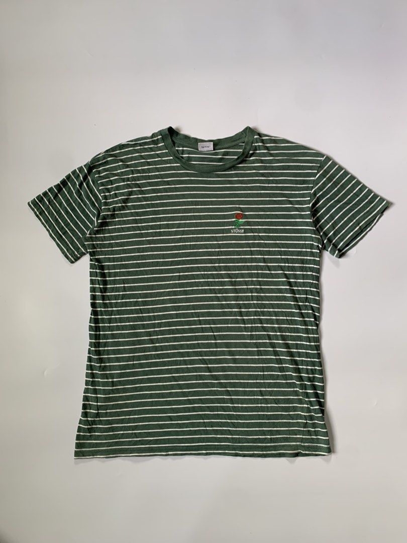 Stussy Embroidered Rose Stripe Tee (Category: Tshirts & Polo Shirts ) located in Baguio. Submitted by the_gunstore (Listing ID 1470821544, Image 1). Description: Size tagged: Issue: None Width:22 Length:29.5 Shoulder:22 Sleeve:7.5.