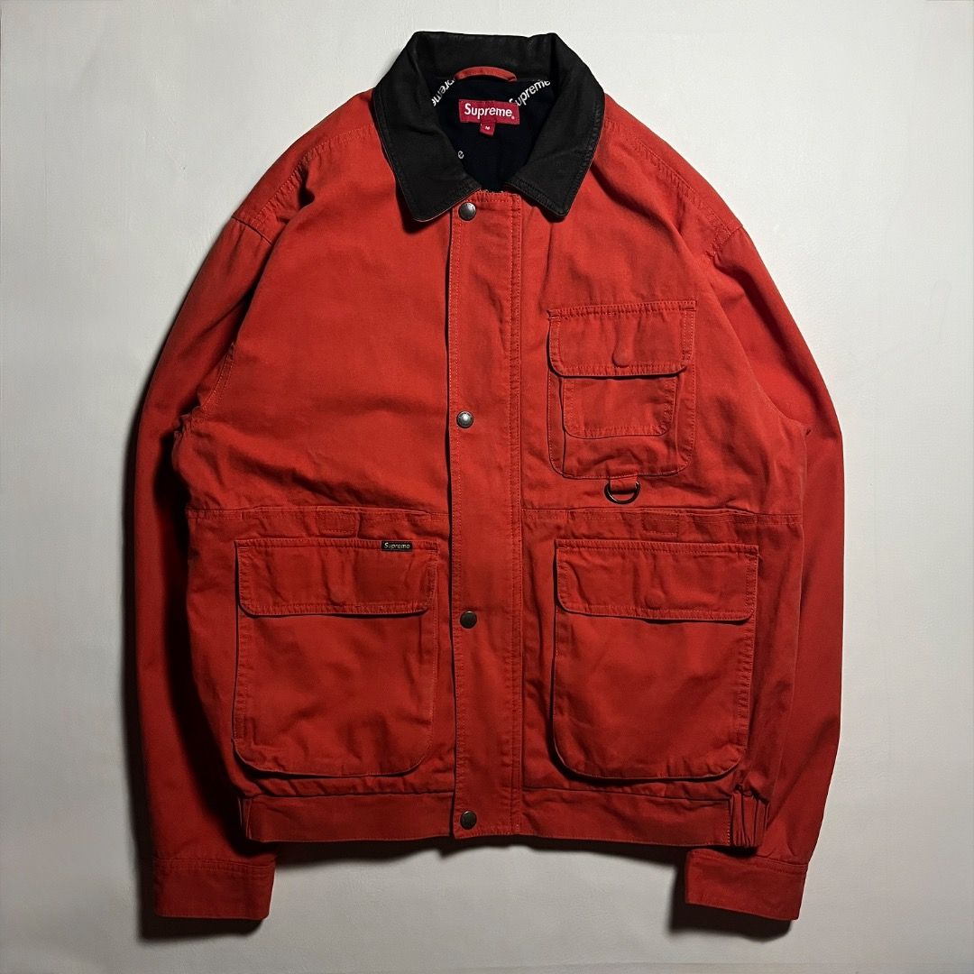 Supreme FW19 Orange Field Jacket (Category: Coats, Jackets and Outerwear) located in Caloocan City. Submitted by achilles_grails (Listing ID 1470844472, Image 1). Description: - Brand/Model: Supreme FW19 Orange Field Jacket - Color: Vibrant orange with dark contrasting collar - Design: Utility style with multiple front cargo pockets and D-ring attachment - Interior: Fully lined with classic Supreme all-over print - Condition: Excellent pre-owned 