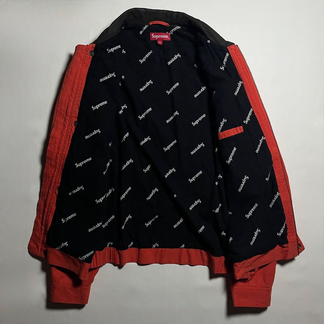 Supreme FW19 Orange Field Jacket (Category: Coats, Jackets and Outerwear) located in Caloocan City. Submitted by achilles_grails (Listing ID 1470844472, Image 2). Description: - Brand/Model: Supreme FW19 Orange Field Jacket - Color: Vibrant orange with dark contrasting collar - Design: Utility style with multiple front cargo pockets and D-ring attachment - Interior: Fully lined with classic Supreme all-over print - Condition: Excellent pre-owned 