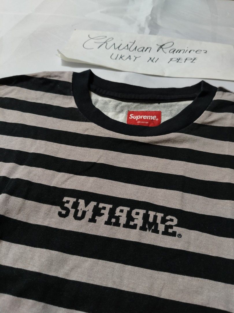 Supreme SS22 Reverse stripe tee (Category: Tshirts & Polo Shirts ) located in Bocaue. Submitted by ukaynipepe (Listing ID 1470860690, Image 2). Description: Supreme SS22 Reverse stripe tee Medium Width 21.5 Length 28.5 Excellent condition 1500+sf.