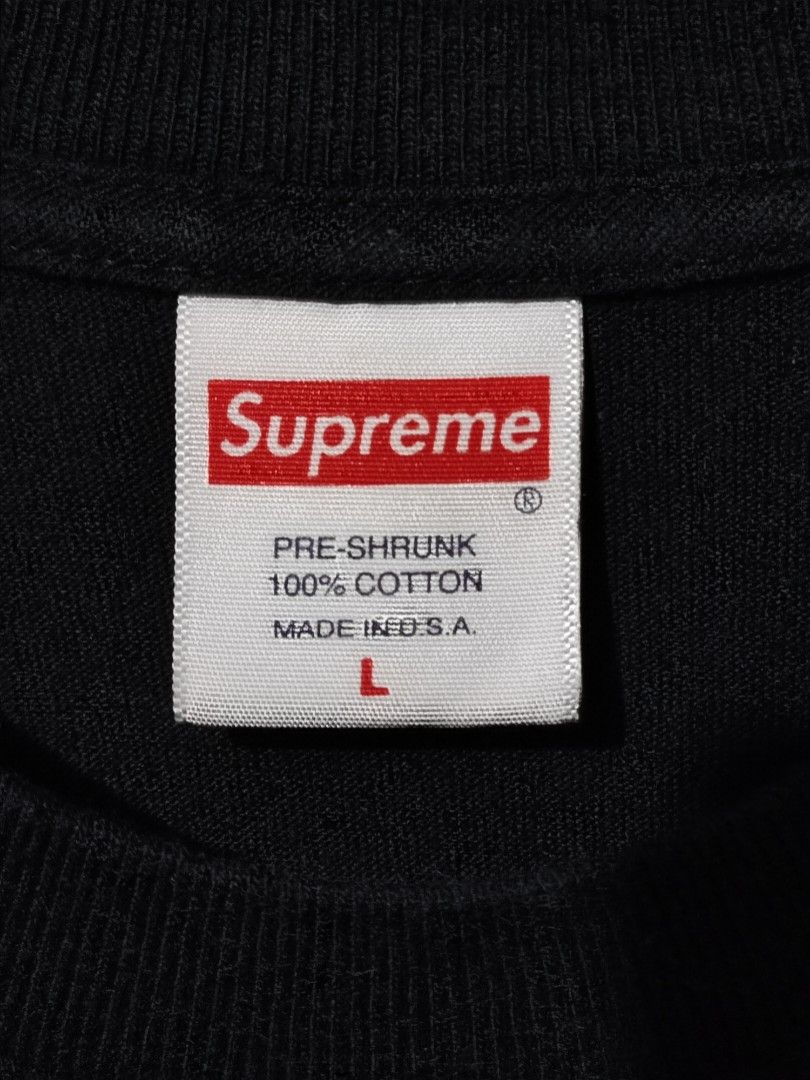 SUPREME SUPER CREAM TEE FW19 (Category: Tshirts & Polo Shirts ) located in Iloilo. Submitted by gooddimes (Listing ID 1470922186, Image 3). Description: Supreme Super Cream Tee FW19 Authentic Size on tag: Large Dimes: 21.5x30L Issue/s: None Color rate: 9.5/10 Like new condition ₱1,799 +sf Reminders: - All items are thrifted, please manage your expectations - Color may vary due to lighting - Please wash before using the item - Due to different per