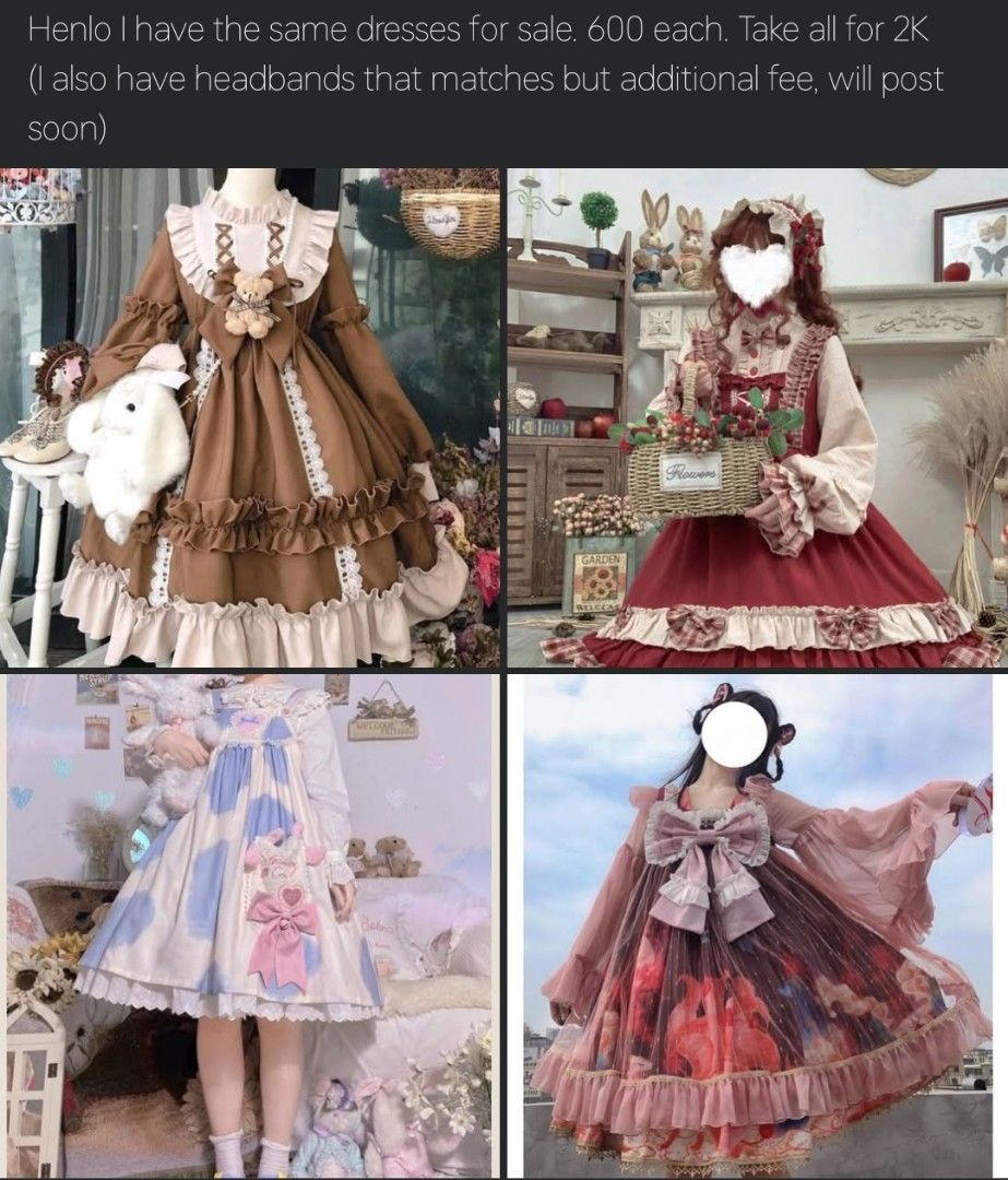 Take all Lolita Dresses for 2K (Category: Dresses) located in Manila. Submitted by elunacurio (Listing ID 1470772193, Image 1). Description: Take All only.