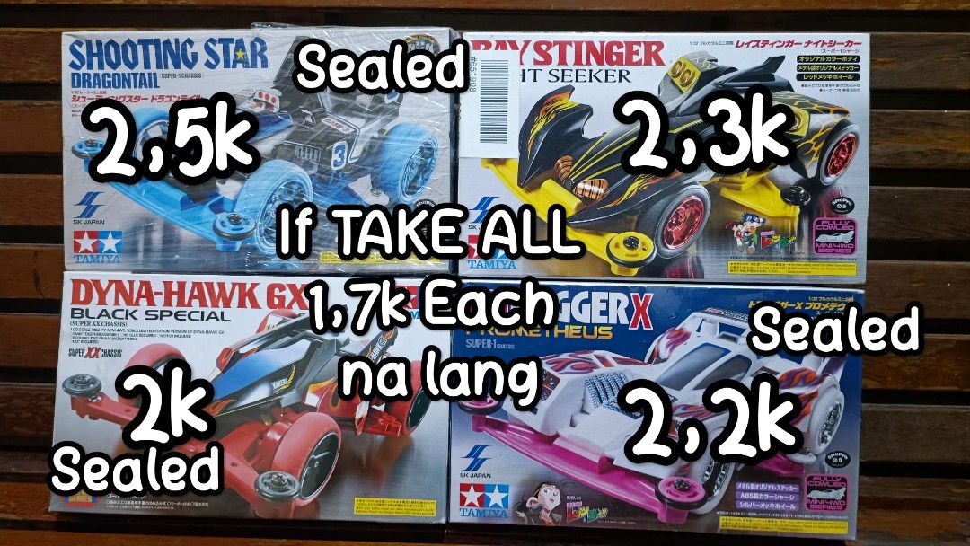 Tamiya mini4wd, Ray stinger, shooting star, tridagger x, dyna hawk (Category: Gundam & Model Kits) located in Malabon City. Submitted by raiderfi (Listing ID 1470901589, Image 1). Description: open meet up dpnde sa lugar, open for delivery with/fee in or outside manila pde pm lng kung my tanung.