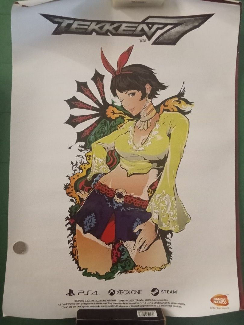 Tekken 7 Posters (Category: Everything Else Others) located in Cavite. Submitted by emilgarcia09 (Listing ID 1470804990, Image 3). Description: - Official Tekken 7 promo posters (Set of 4) - Features Jin, Heihachi, Josie, and Lucky Chloe artwork - Authentic Bandai Namco merchandise with PS4, Xbox One, and Steam branding - Clean prints, ready to frame - Great wall decor for fighting game fans.