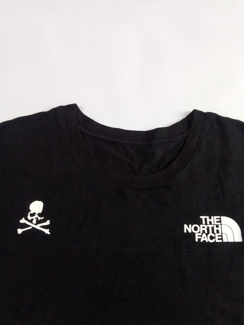 The North Face x Mastermind T-shirt Black (Category: Tshirts & Polo Shirts ) located in Malilipot. Submitted by santosbolofer (Listing ID 1470780079, Image 3). Description: The North Face x Mastermind T-shirt Black Medium on tag Length 26.7 Width 22 Verygood condition Issue sunfade neckline Line Fade sa harap Colorate cloth 9/10 400 plus sf.