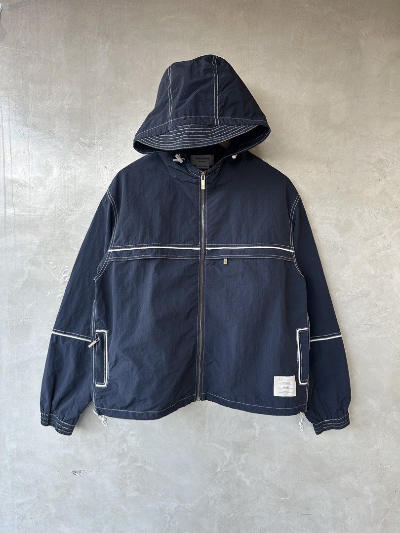 THOM BROWNE - Contrast Stitch Hooded Track Jacket (Category: Coats, Jackets and Outerwear) located in Cavite. Submitted by second_story_ph (Listing ID 1470808804, Image 3). Description: THOM BROWNE - Contrast Stitch Hooded Track Jacket Size 2. Dimension: 23.5” Width / 25.5” Length Condition: Excellent .
