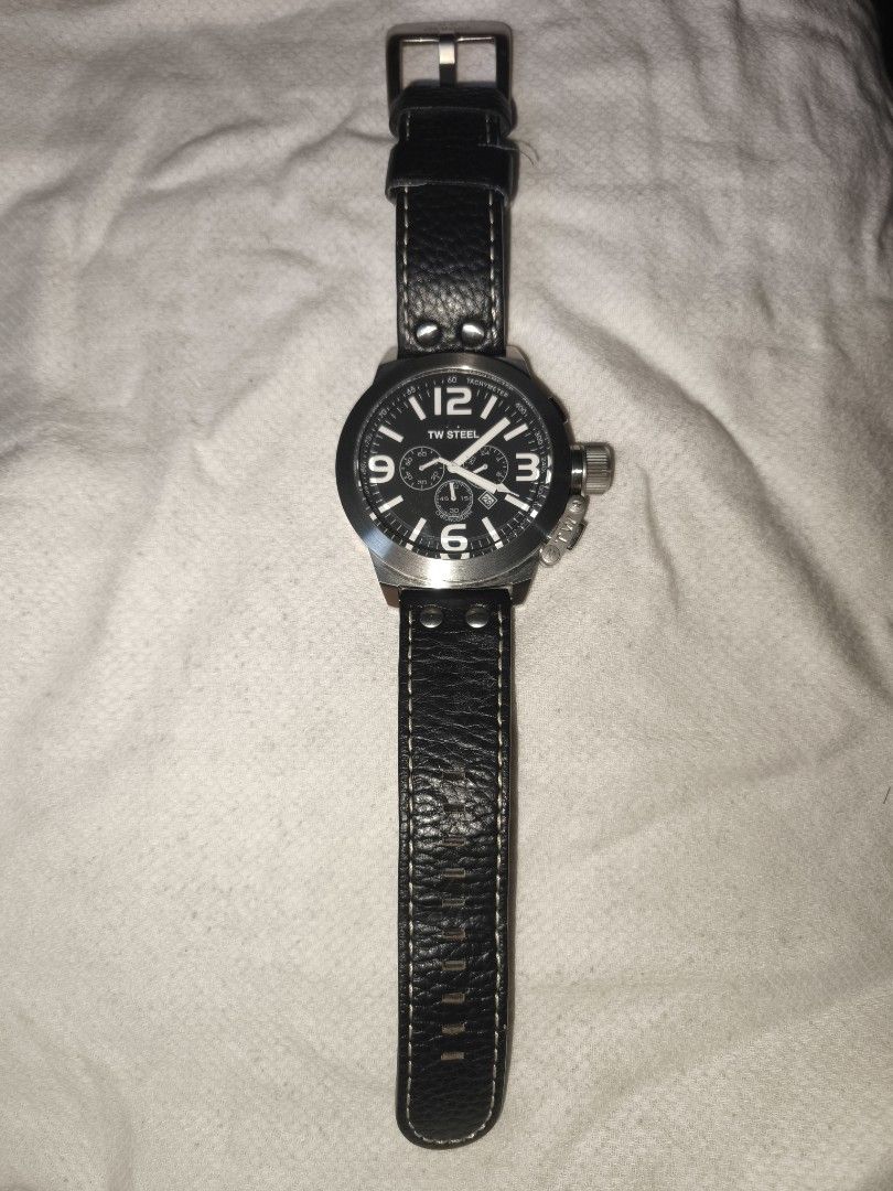 TW Steel Chronograph Watch TW4 (Category: Men's Watches) located in Antipolo. Submitted by janernest92368 (Listing ID 1470749222, Image 2). Description: - 50mm chronograph watch - comes with the box Issue: - minimal scratches and dents on bezel ( not that obvious) - minimal scratch on glass (unnoticeable) RFS = barely using it right now.