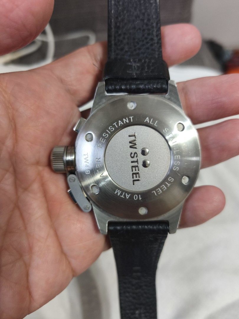 TW Steel Chronograph Watch TW4 (Category: Men's Watches) located in Antipolo. Submitted by janernest92368 (Listing ID 1470749222, Image 3). Description: - 50mm chronograph watch - comes with the box Issue: - minimal scratches and dents on bezel ( not that obvious) - minimal scratch on glass (unnoticeable) RFS = barely using it right now.