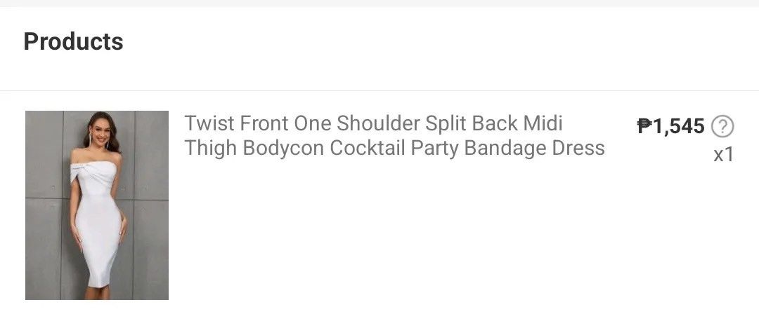 Twist Front One Shoulder Split Back Midi Bodycon Cocktail Dress (Category: Dresses) located in Manila. Submitted by brightearth-e38b (Listing ID 1470895359, Image 1). Description: SELLING MY GRADUATION DRESS. PHP 500 ▪️ bought for 1K ▪️ fit xs to small body frame ▪️out of stock from shein ▪️used once 📍Botolan, Zambales .