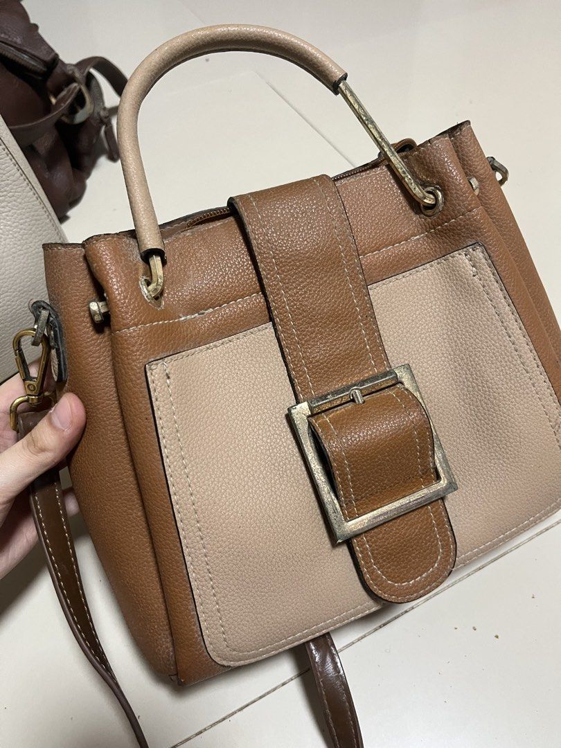 Two-tone Brown Leather Bag with Crossbody Strap (Category: Luxury Bags & Wallets) located in General Trias. Submitted by walterwhiteyo (Listing ID 1470762486, Image 3). Description: see photos for the condition pls.