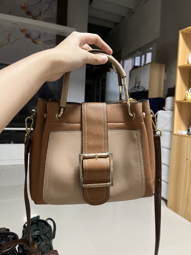 Two-tone Brown Leather Bag with Crossbody Strap (Category: Luxury Bags & Wallets) located in General Trias. Submitted by walterwhiteyo (Listing ID 1470762486, Image 1). Description: see photos for the condition pls.