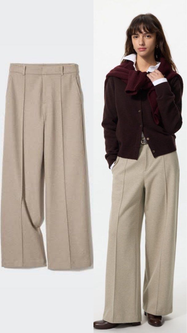 Uniqlo Pleated Wide Pants | Brushed Jersey (Category: Other Bottoms) located in San Fernando. Submitted by wintersummerboutique (Listing ID 1470790621, Image 1). Description: Uniqlo Pleated Wide Pants | Brushed Jersey Small on tag Waist:26-28 Length 36 Excellent condition Pampanga.