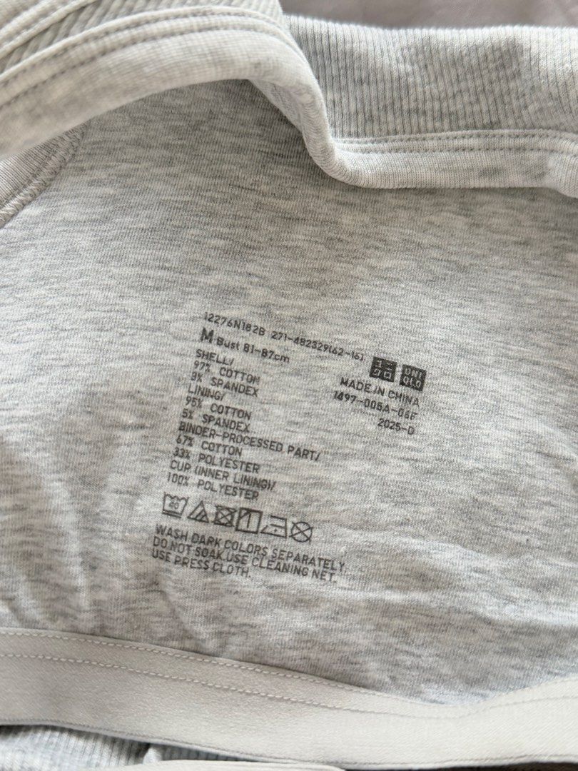 Uniqlo Ribbed Bra Top Grey Size M (Category: Sleeveless) located in Manila. Submitted by shopwt.anna (Listing ID 1470818024, Image 2). Description: rfs decluttering, worn once only.