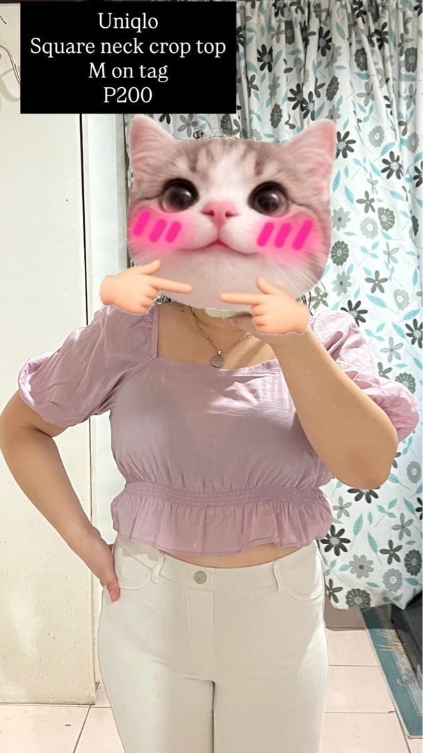 Uniqlo Square neck crop top (Category: Blouses) located in Cebu City. Submitted by fromreggg (Listing ID 1470851571, Image 2). Description: Uniqlo Square neck crop top M on tag P200.