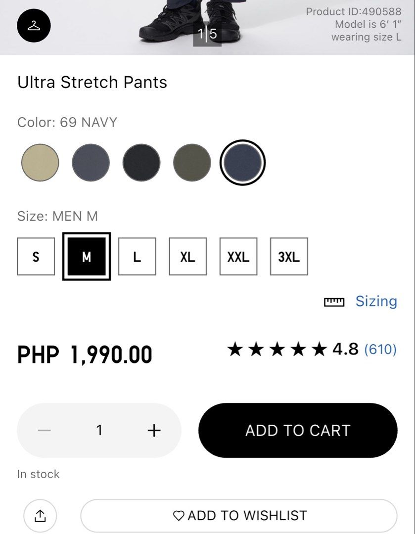Uniqlo Ultra Stretch Pants (Category: Trousers) located in Manila. Submitted by secret.racks (Listing ID 1470865149, Image 2). Description: Uniqlo Ultra Stretch Pants Brandnew & Below SRP! Beige - Small, Medium & Large Black - Medium & Large Dark Gray - Small, Medium & Large Navy - Medium.