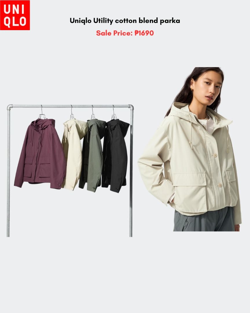 Uniqlo Utility Cotton Blend Parka (Category: Coats, Jackets and Outerwear) located in Quezon City. Submitted by jiya.tokio (Listing ID 1470892014, Image 1). Description: Sale Pre-order from Uniqlo Japan 🇯🇵 Uniqlo Utility Cotton Blend Parka ₱ 1690‼️ Reminders: ✈️ETA: Dec ❣️50% DP is required to secure your item. (Non-refundable if the item has been purchased already.) 🚫No size exchanges after purchase 📍Tandang Sora, Quezon City 💰MOP: BPI / GC