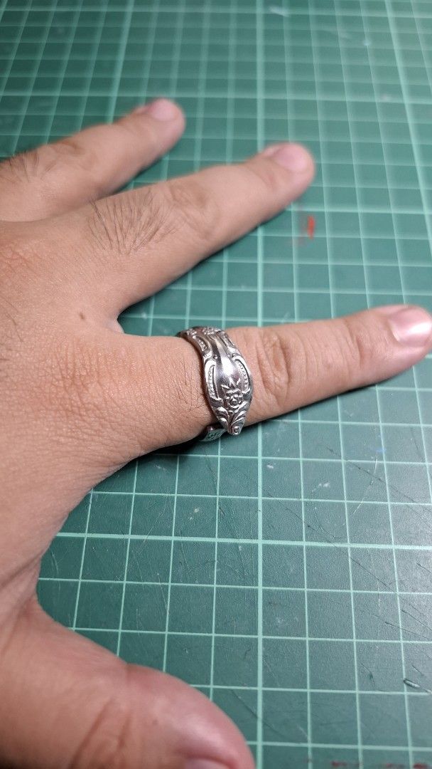 Upcycled Spoon Ring Decorative Stainless Steel (Category: Rings) located in Valenzuela. Submitted by kneeko (Listing ID 1470876385, Image 2). Description: RINGS MADE FROM CUTLERY/KUBYERTOS Size (Inner Diameter) : approx. 21mm DIY rings from various types of cutlery sourced from ukays and surplus shops. Quality can vary, but will indicate flaws. Material is stainless steel. LAST PRICE POSTED! Colors of the item are not accurate to the photo due to
