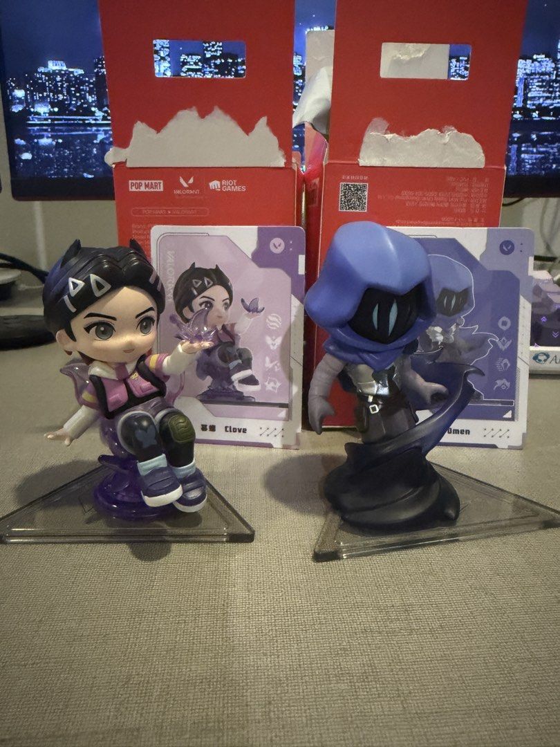 Valorant Popmart Omen Clove (Category: Designer & Blind Box Toys) located in Manila. Submitted by fiercewolf-b40a (Listing ID 1470823246, Image 1). Description: Omen Clove Valorant Popmart Clove - 1500 Omen - 850 set - 2200 Opened but mint cond. with box and foil but damaged box Loc: Manila MOD: Lalamove/Grab MOP: Gcash.