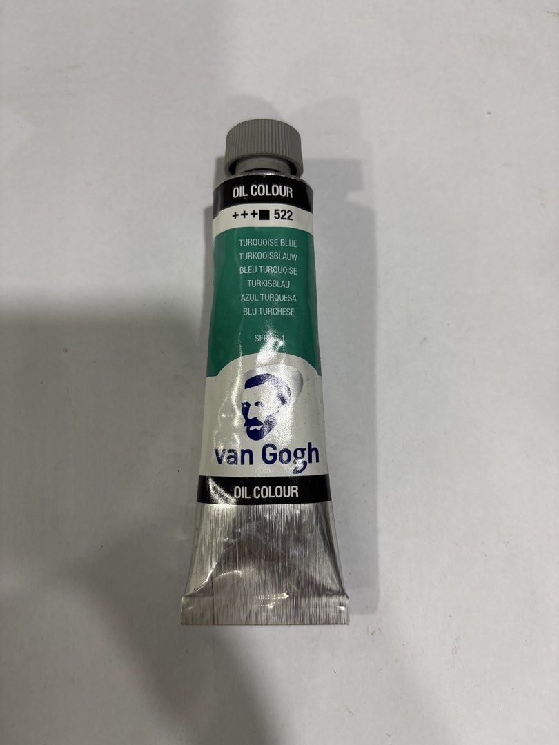Van Gogh Oil Colour 522 Turquoise Blue (Category: Art & Prints) located in Mandaluyong City. Submitted by clothescarousel (Listing ID 1470877355, Image 1). Description: - Brand: Van Gogh - Color: 522 Turquoise Blue (Series 1) - Condition: Plenty of paint left inside, includes original cap - Formula: Rich pigment, ideal for canvas work - Perfect addition to any artist's palette.