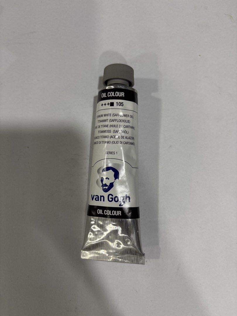 Van Gogh Oil Colour Titanium White 105 (Category: Art & Prints) located in Mandaluyong City. Submitted by clothescarousel (Listing ID 1470874823, Image 1). Description: - Brand: Van Gogh Oil Colour - Color: Titanium White (Code 105, Series 1) - Formulation: Made with safflower oil for smooth blending and non-yellowing results - Packaging: Standard squeeze metal tube with a secure grey cap - Ideal for: Fine arts, painting projects, and custom colo