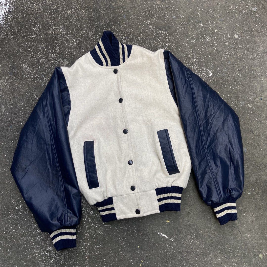 Vintage 1980’s DJ Wool & Leather Varsity Jacket (Category: Coats, Jackets and Outerwear) located in Angeles City. Submitted by eriellynngotvintage (Listing ID 1470839850, Image 1). Description: 19x22.5 Fits S-M 1980’s VARSITY JACKET!!!!. See photo for details 1900 Angeles City Pampanga.