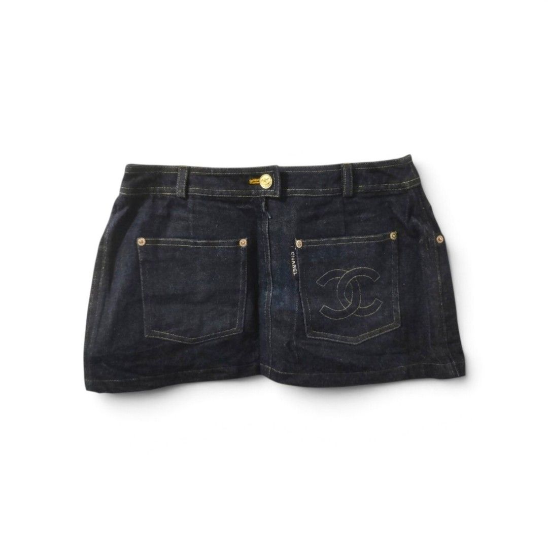 Vintage Chanel Denim Skirt (Category: Luxury Apparel) located in Ozamiz City. Submitted by outregrails (Listing ID 1468890019, Image 1). Description: Authentic guaranteed Cut short by original owner to achieve a more y2k-ish look Waist 28 Length 11.5 Hem 20.5.