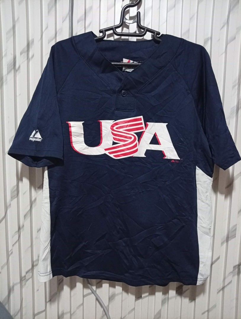 Vintage MLB USA Majestic Jersey ( Authentic ) (Category: Tshirts & Polo Shirts ) located in Barotac Nuevo. Submitted by john.pritz (Listing ID 1470829301, Image 1). Description: Vintage MLB USA Majestic Jersey ( Authentic ) Like new condi no issue size Large on tag Width 22 Length 28.