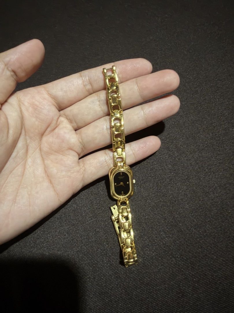 Vintage watch for women (Category: Women's Watches) located in Davao. Submitted by thebestthingsofjane (Listing ID 1465822595, Image 3). Description: Details: Brand: Caravelle by Bulova Style: Vintage / Classic Dial: Black oval dial Case & bracelet: Gold tone Original purchase price: ₱6,191.10 Selling price: ₱4,000 only Purchased from Clockwork Vintage Unique and eye-catching vintage shape No seconds hand, consistent with its vintage design Letti