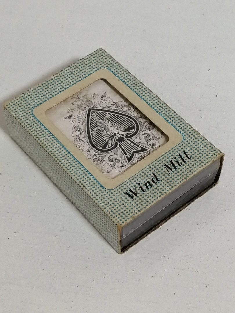 Vintage Windmill Playing Cards Japan (Category: Vintage Collectibles) located in San Mateo. Submitted by arrowscrap_delight (Listing ID 1470826946, Image 1). Description: Vintage Windmill Playing Cards Japan Verygood Condition Paper Material Plastic Case with Paper Sleeves Complete Set , 52pcs with 2 Jokers Length : Approx 9cm Width : Approx 6cm Issue : 1 Joker with damage , please refer to last 2 photos. 220 + SF.
