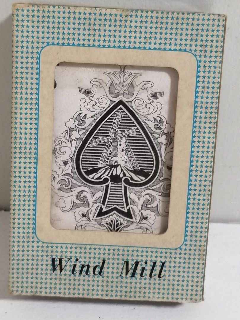 Vintage Windmill Playing Cards Japan (Category: Vintage Collectibles) located in San Mateo. Submitted by arrowscrap_delight (Listing ID 1470826946, Image 2). Description: Vintage Windmill Playing Cards Japan Verygood Condition Paper Material Plastic Case with Paper Sleeves Complete Set , 52pcs with 2 Jokers Length : Approx 9cm Width : Approx 6cm Issue : 1 Joker with damage , please refer to last 2 photos. 220 + SF.