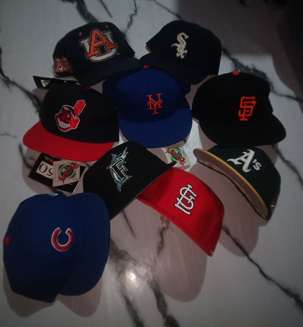 Vintage Y2K Fitted Hats MLB Teams (Category: Caps & Hats) located in Manila. Submitted by ramosjacqu35241 (Listing ID 1470928719, Image 2). Description: For sale ‼️ Vintage / y2k 🔥 Fitted hats 💎 Giants 6 3/4 Marlins 6 3/4 STL 6 3/4 Indians 6 3/4 Sox 7 1/4 Auburn 7 3/8 Mets 7 5/8 Cubs 6 7/8 Athletics 6 7/8 Location: Baguio city 🌲🌲🌲 Pm/Dm 📩📩📩.