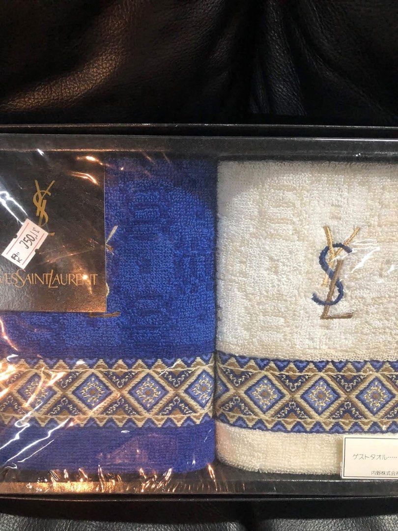 Vintage YSL Hand Towel (Category: Undergarments & Loungewear) located in Floridablanca. Submitted by simplylei (Listing ID 1470902832, Image 3). Description: Vintage YSL from Japan (Authentic) with box Set in Royal Blue and Ivory Color.