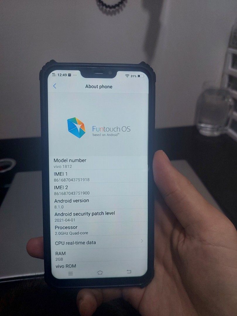 vivo v91 (Category: Vivo) located in Pasay City. Submitted by hellophilippines (Listing ID 1470747541, Image 3). Description: - Brand/Model: vivo v91 (vivo 1812) - Specs: 2GB RAM, Android 8.1.0, Quad-core processor, 32gb Memory - Condition: Good working condition with minor signs of use - Inclusion: Charger and phone case - Perfect for: Basic apps like Facebook, Messenger, TikTok, and daily communication - Location: Baclaran church. Pasay City.