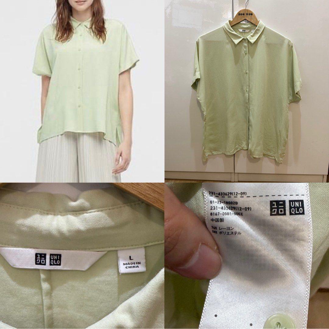 W Uniqlo Rayon button down short sleeve 01972 (Category: Blouses) located in Paranaque City. Submitted by kkattspreloved (Listing ID 1470879357, Image 1). Description: Large on tag ❗️Items are already washed and ready to wear ❗️Mixed of personal preloved items and personal handpicked ❗️Limit your Expectations based on the price of the items that you are buying ❗️Reservation for paid items only ❗️Payment first basis no to COD ❗️No sh0pee check out