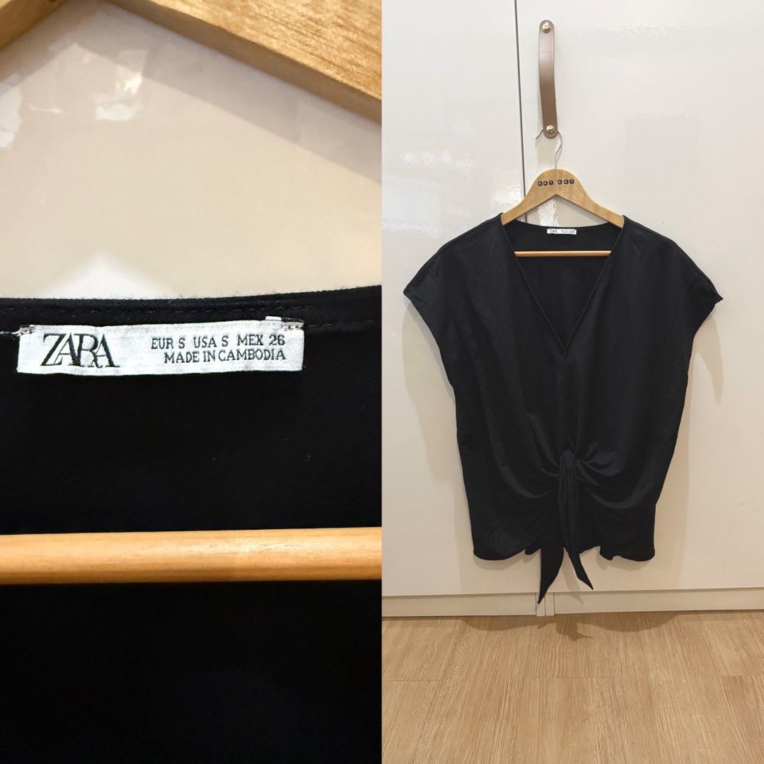 W Zara vneck self tie blouse 01968 (Category: Blouses) located in Paranaque City. Submitted by kkattspreloved (Listing ID 1470876366, Image 1). Description: Small on tag Fits up to xl ❗️Items are already washed and ready to wear ❗️Mixed of personal preloved items and personal handpicked ❗️Limit your Expectations based on the price of the items that you are buying ❗️Reservation for paid items only ❗️Payment first basis no to COD ❗️No sh0pee check 