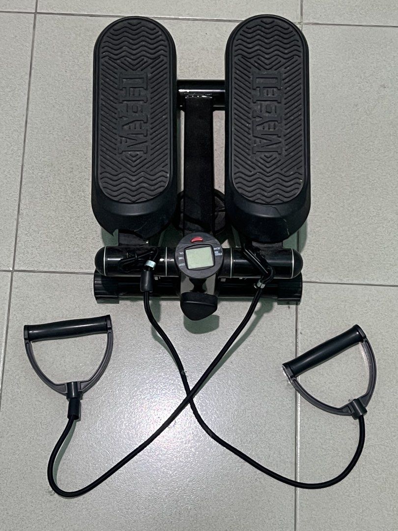 Weightloss Stepper with Resistance Bands (Category: Cardio & Fitness Machines) located in Batangas. Submitted by alaisaampa7513 (Listing ID 1470921923, Image 1). Description: - Compact stepper machine ideal for home workouts - Includes resistance bands with handles for upper body training - Digital monitor tracks count, time, and calories burned - with EXTRA Textured, non-slip foot pedals for safety - Comes with included tools and wrench taped un
