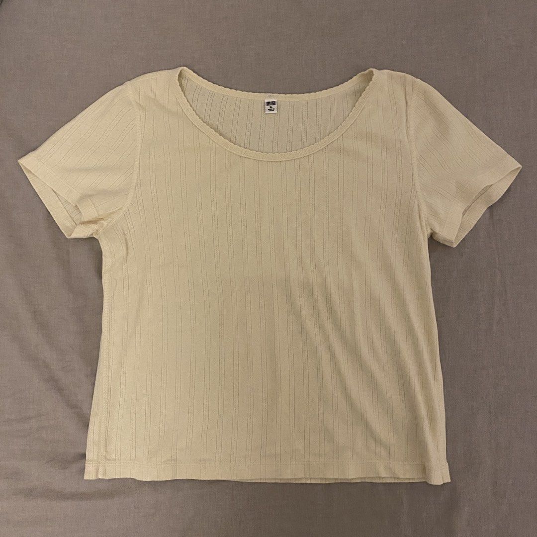 women’s clothing bundle (Category: Shirts) located in Mandaluyong City. Submitted by tinytrinket (Listing ID 1470915197, Image 2). Description: 1. Uniqlo yellow pointelle shirt - XL 2. Muji green men’s flannel - L 3. Zara wool blend cardigan - L/XL (removed the tag and can’t remember exact size) 4. Mango houndstooth trousers - us 10 / eu 42 5. Zara black tank top - M 6. black graphic tee - unisex M 7. black graphic long sleeve - unisex M.