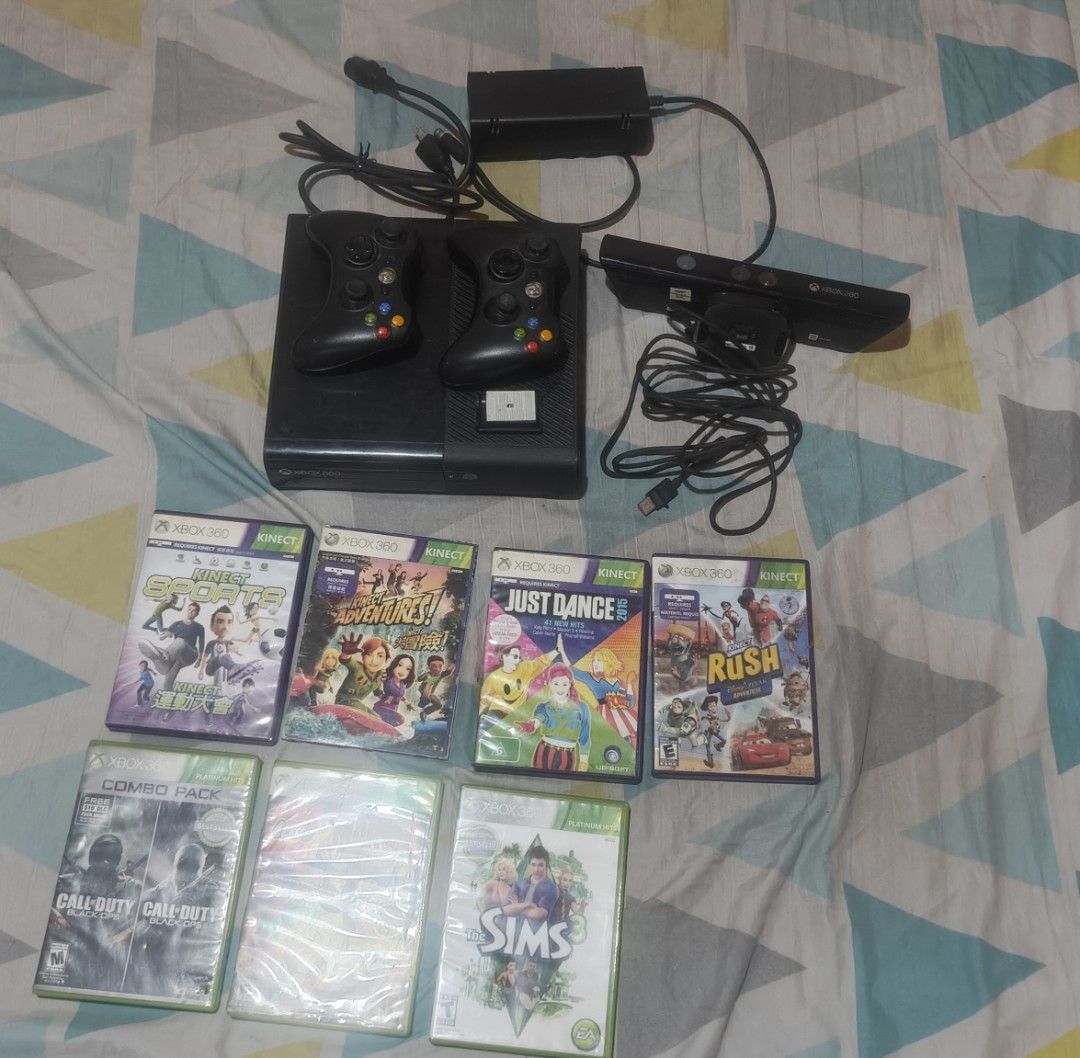 Xbox 360 with kinect sensor bundle (Category: Xbox) located in Manila. Submitted by joshuaxel067657 (Listing ID 1470774788, Image 1). Description: For sale Xbox 360 with kinect sensor bundle (NO BOX) Comes with Console Power Cable 2 controllers (1 is damaged) Kinect sensor 7 games Game list: Kinect sports Kinect adventures Kinect rush: A disney pixar adventure Just dance 2012 Call of duty black ops 1 and black ops 2 combo pack Lego Marvel Superhe